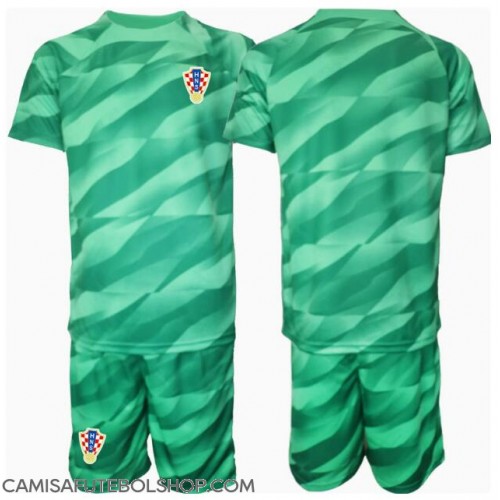 Camisa de time de futebol Croácia Goleiro Replicas 2º Equipamento Infantil Europeu 2024 Manga Curta (+ Calças curtas)